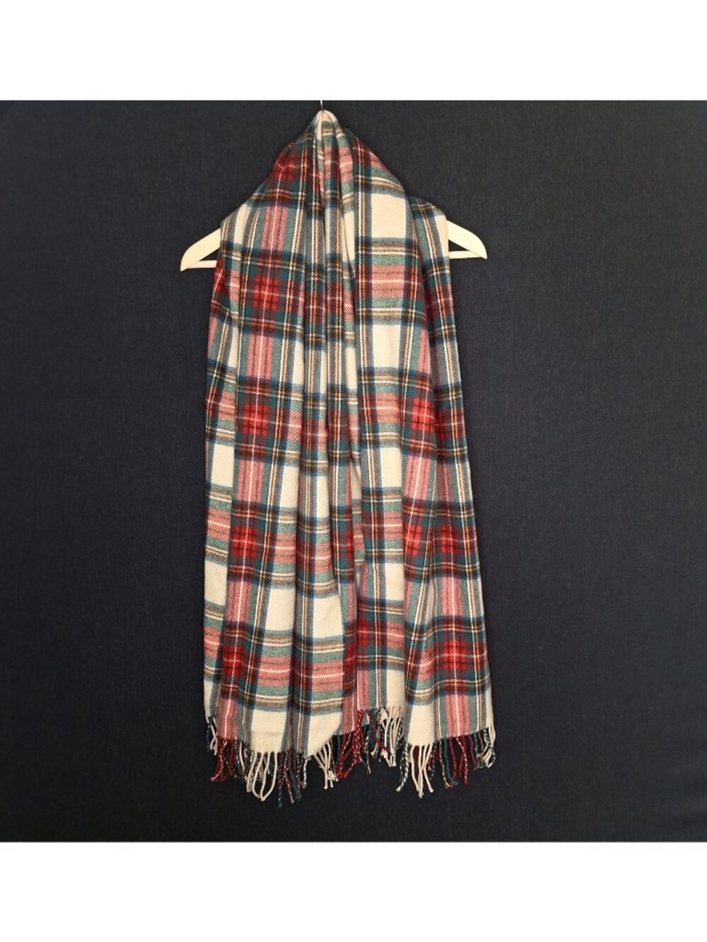 NWT D&Y Plaid Fringe Blanket Scarf Size 31'×72' Preppy Warm Academia Cozy